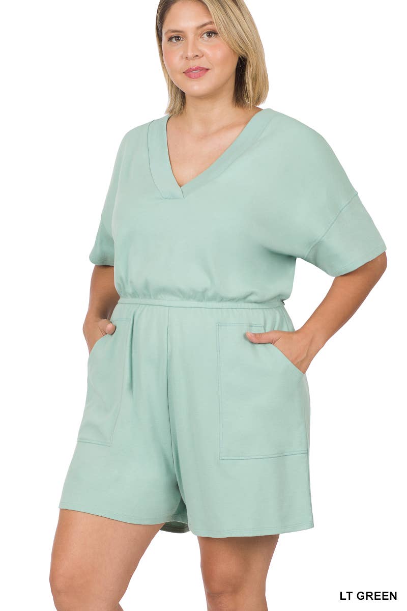 ***SALE*** Black V Neck Romper With Pockets
