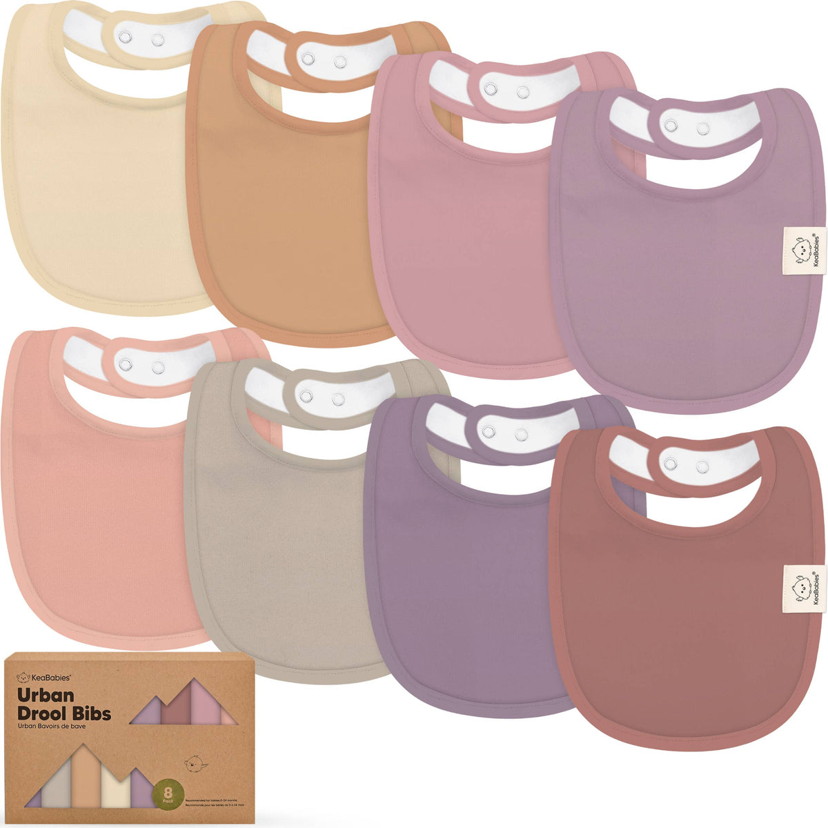 Mauve 8-pack Urban Drool Bibs