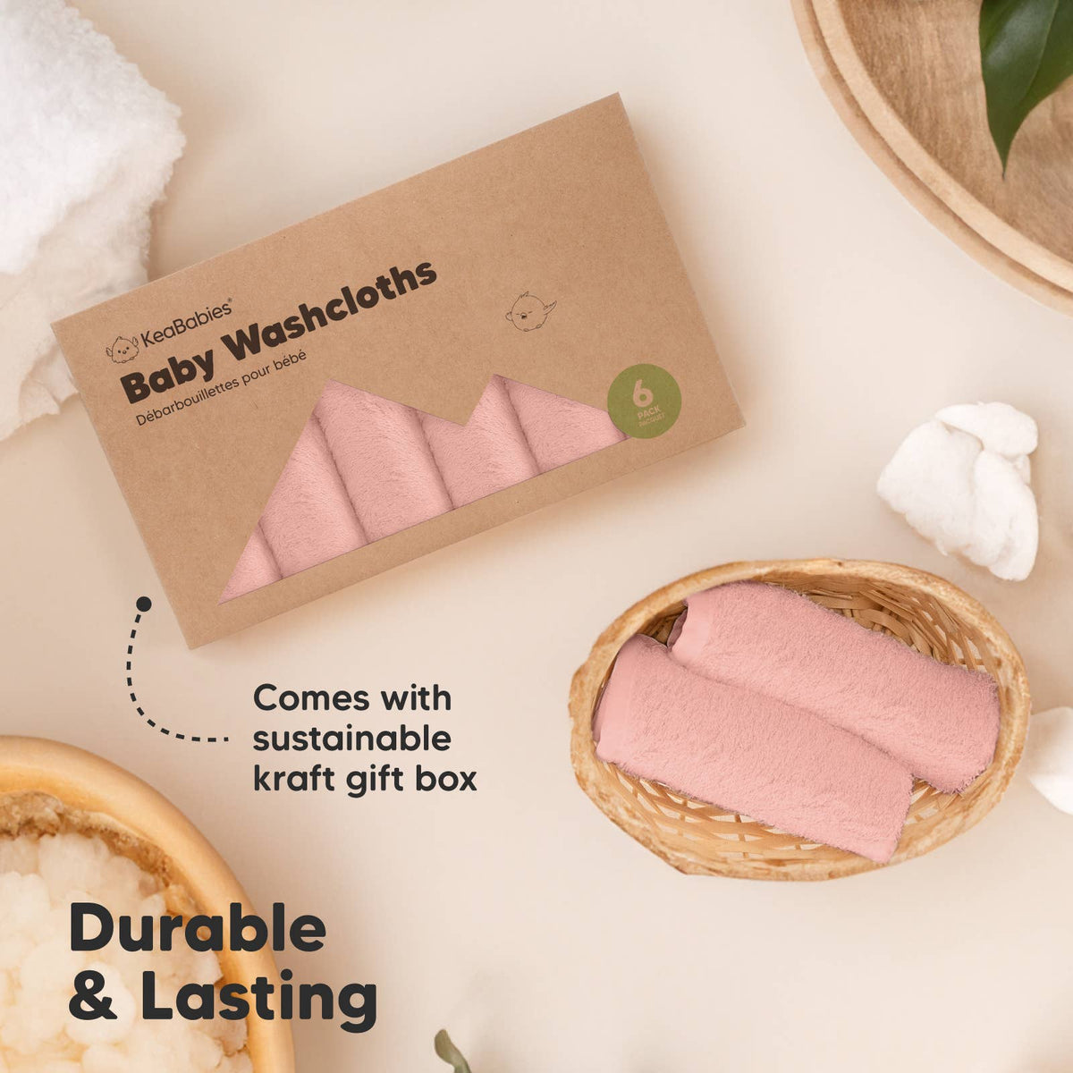 Pink 6-Pack Baby Wash Cloths