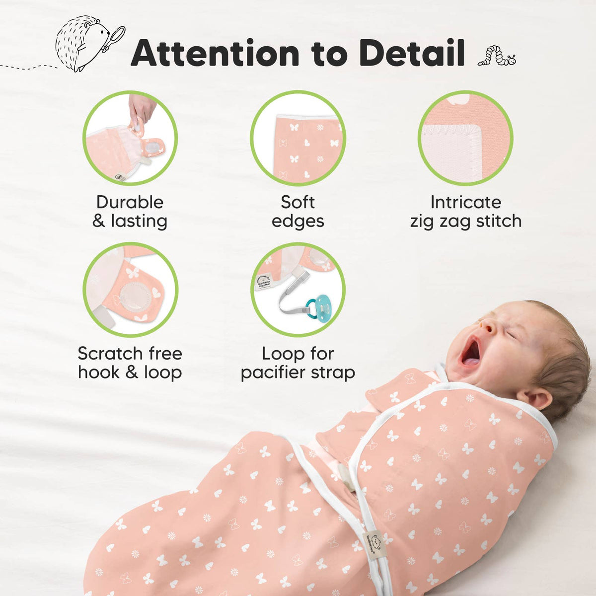 Butterflies-3pk Soothe Baby Swaddles 0-3 Months