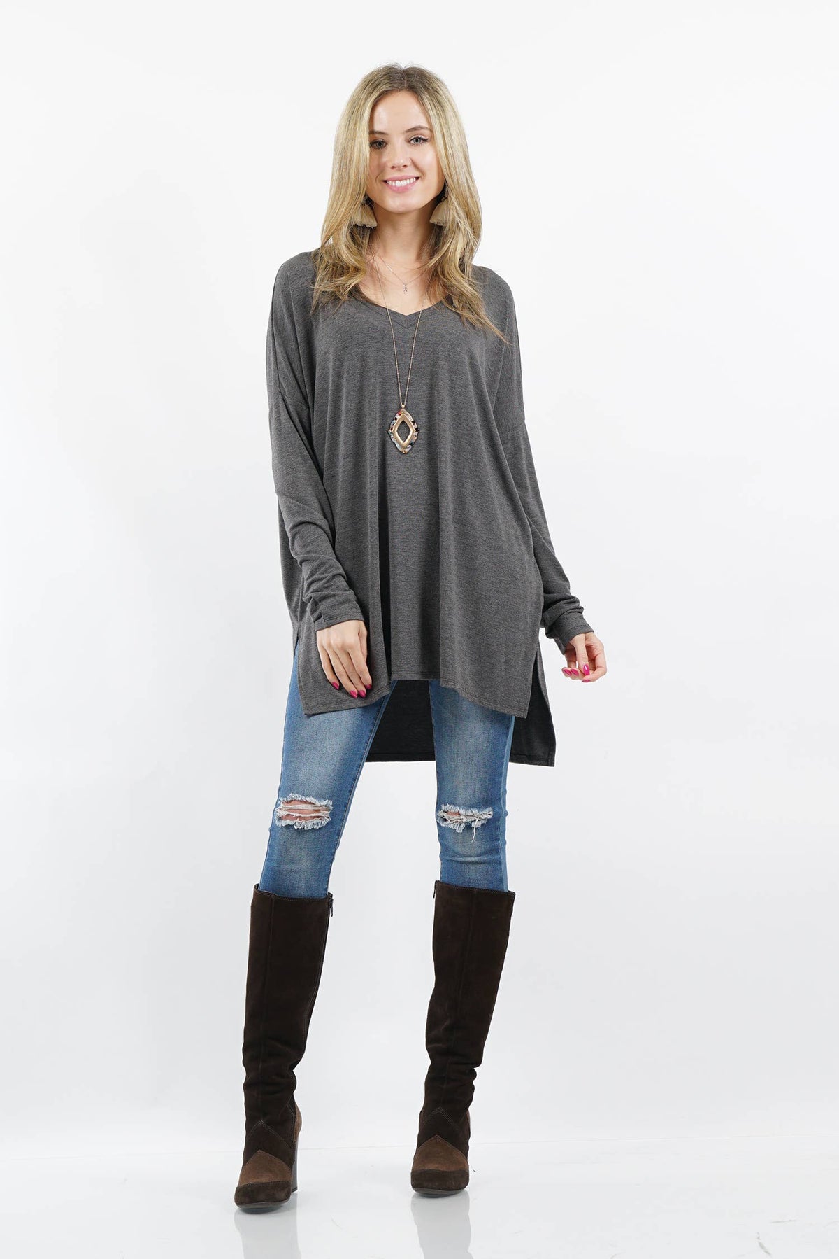 DOLMAN LONG SLEEVE V-NECK