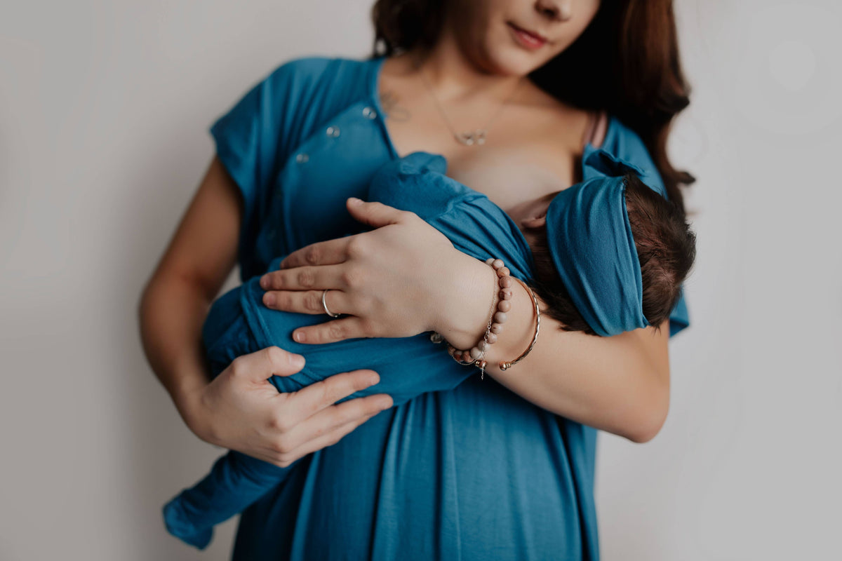 Blue Maternity Mommy Labor & Delivery, Nursing Gown