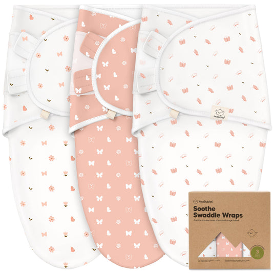 Butterflies-3pk Soothe Baby Swaddles 0-3 Months