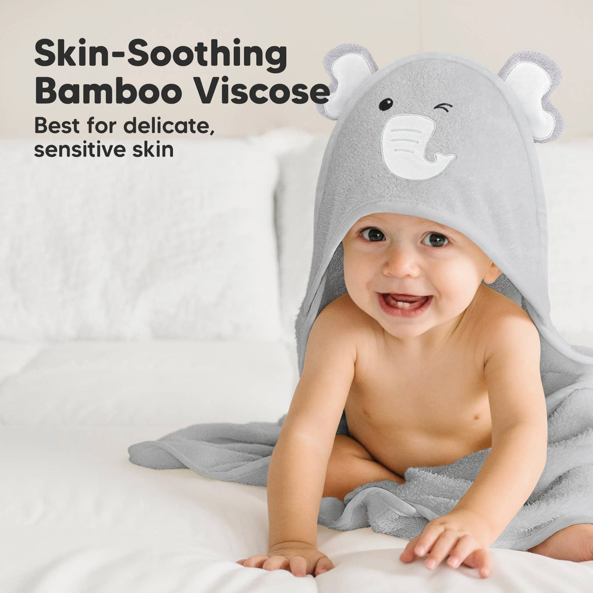 Elephant KB Cuddle Baby Hooded Towel