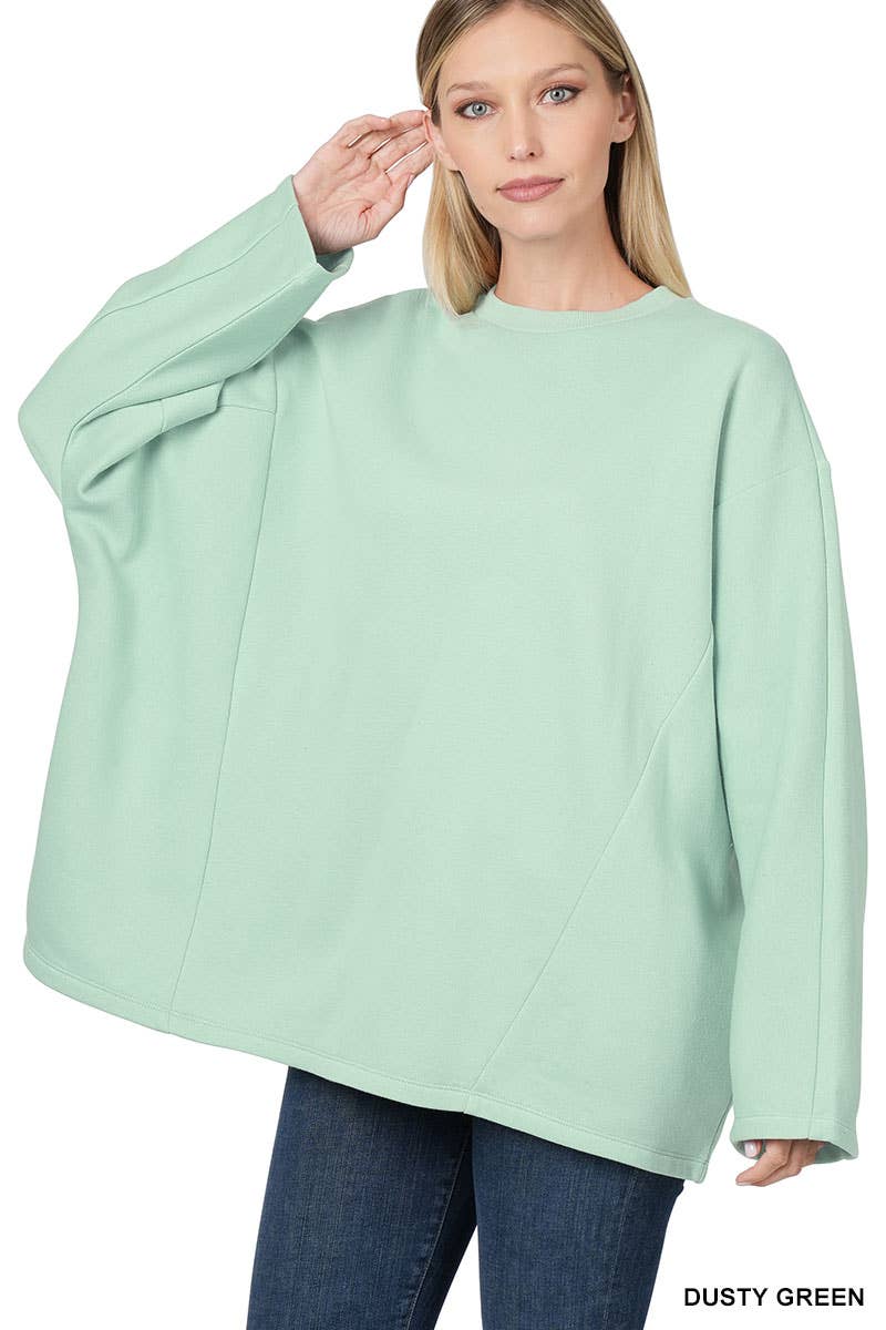 Multi Seamline Oversized Dropped Shoulder Sweatshirt