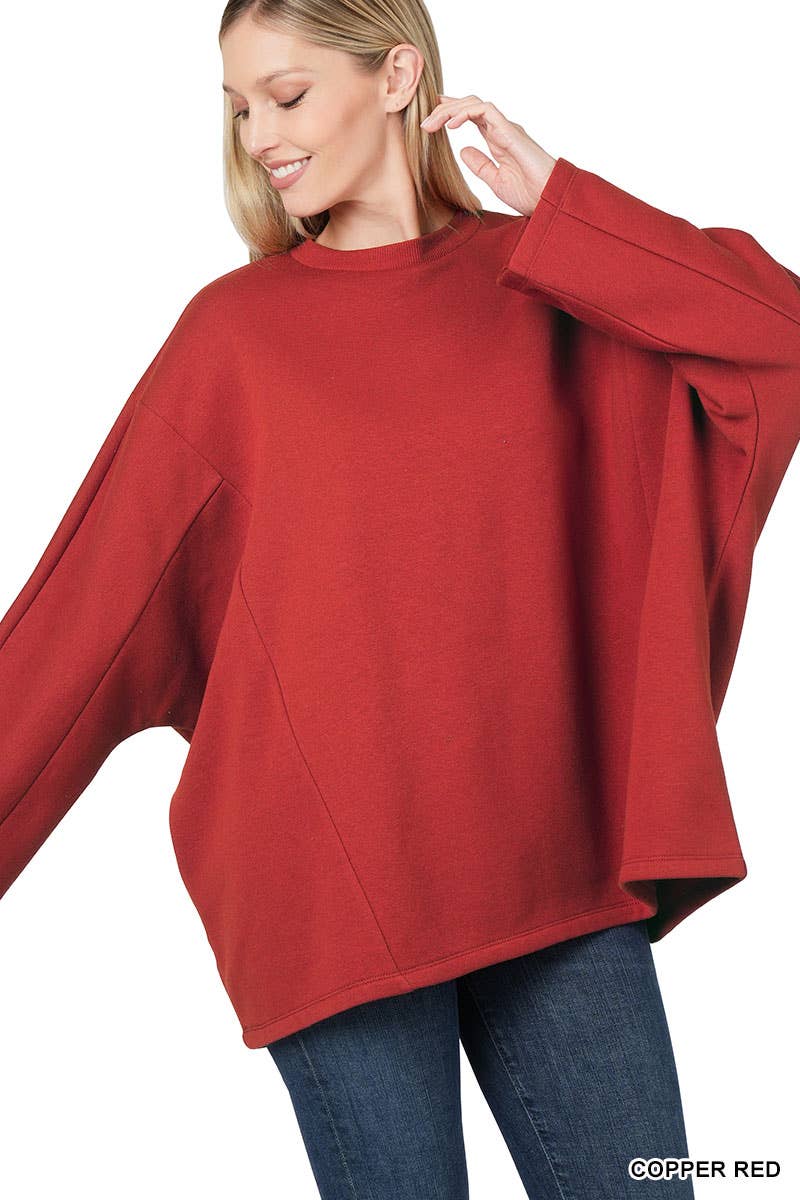 Multi Seamline Oversized Dropped Shoulder Sweatshirt