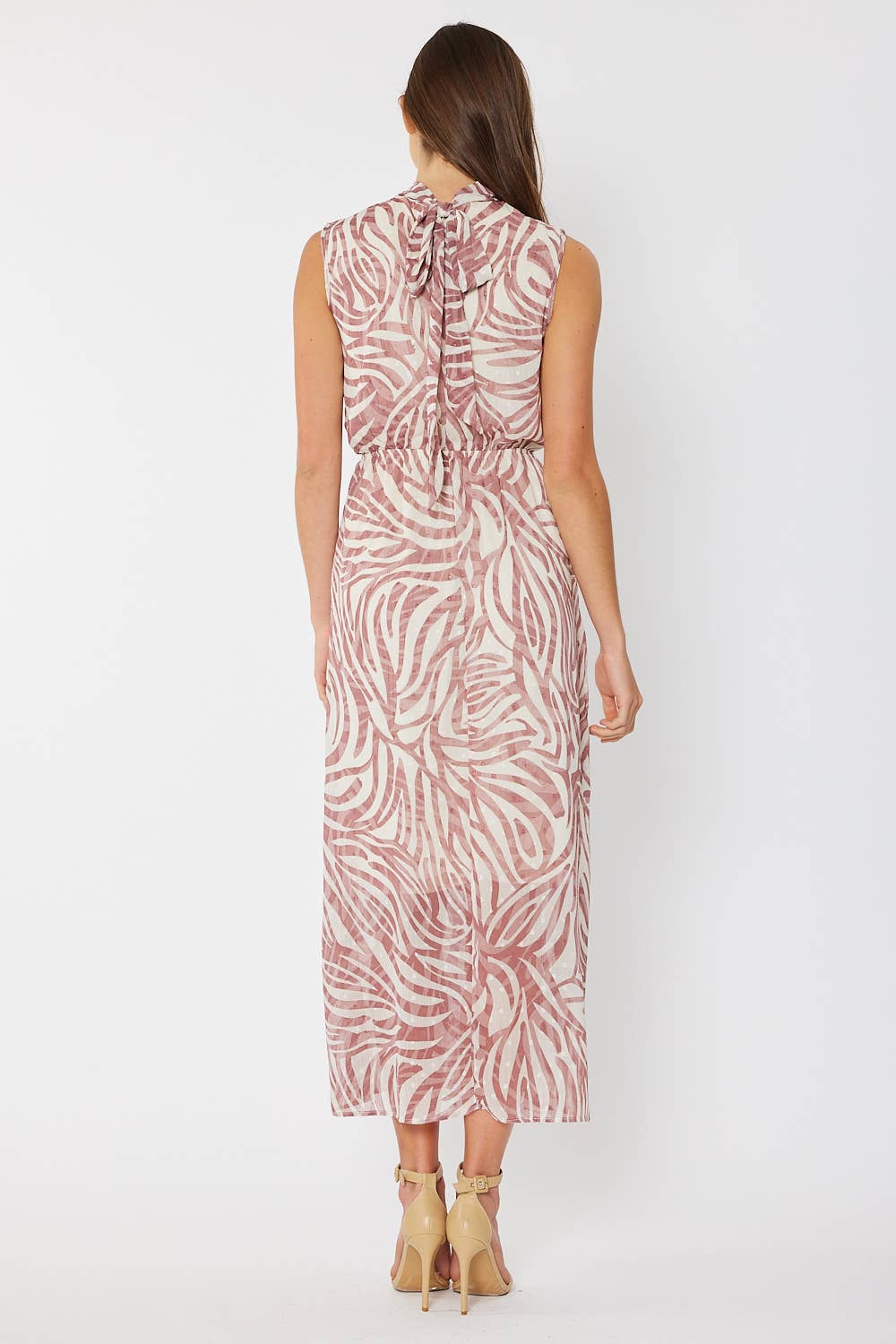 Zebra Print Chiffon Halter Maxi Dress