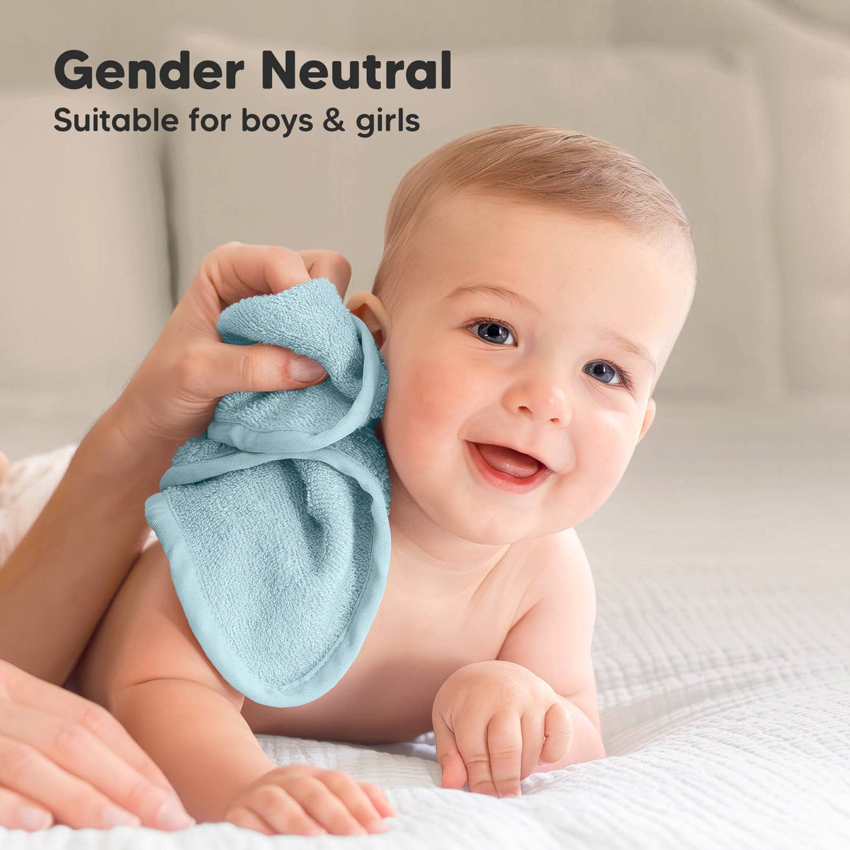 Sky Blue - 6-Pack Baby Wash Cloths