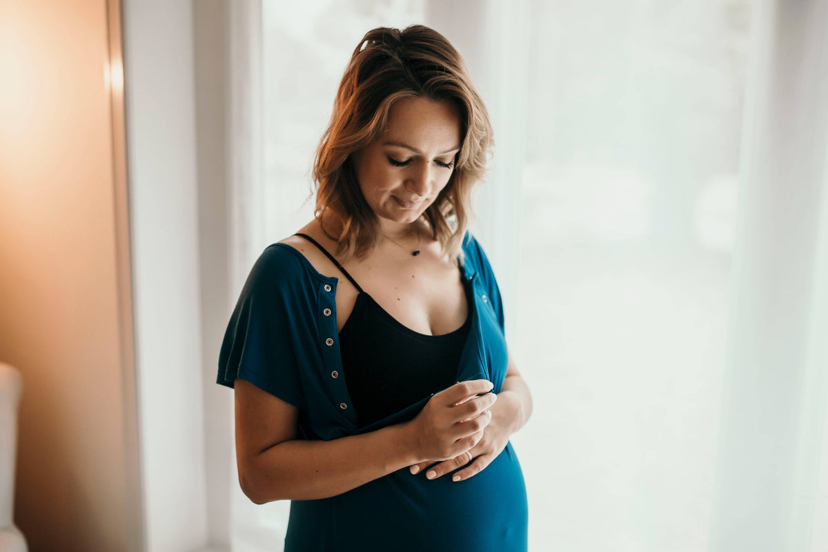 Blue Maternity Mommy Labor & Delivery, Nursing Gown