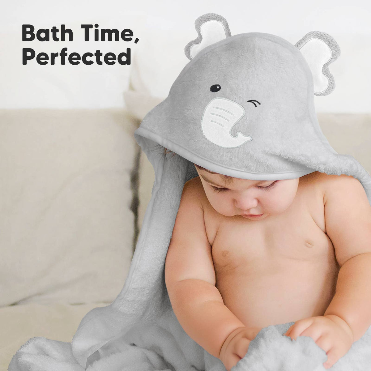 Elephant KB Cuddle Baby Hooded Towel