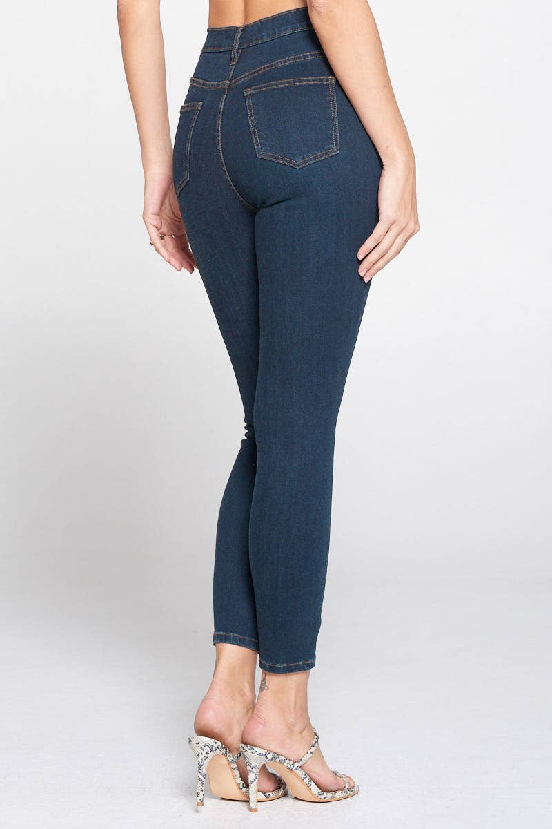 Skinny High-Rise Jeans w/8 Button Front
