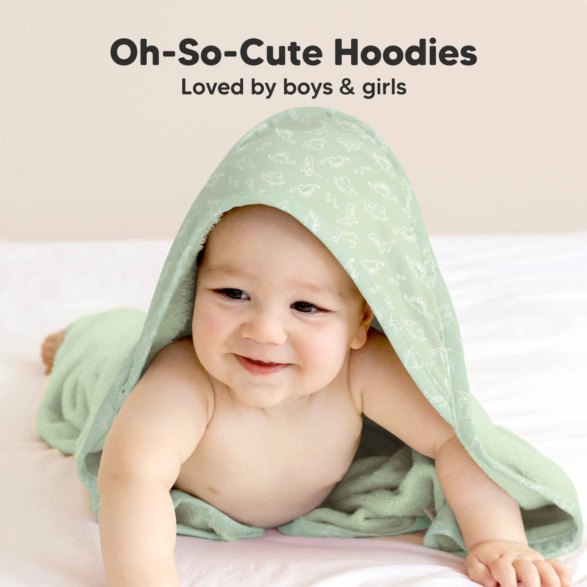 Green Dinos KB Luxe Baby Hooded Towel