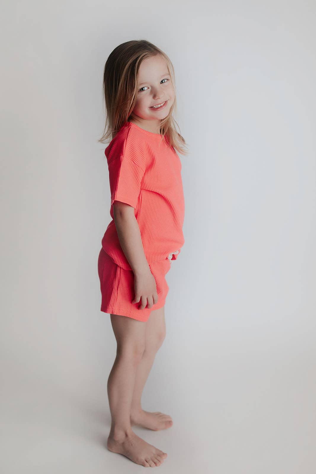 Hot Neon Pink Waffle 2pc Set