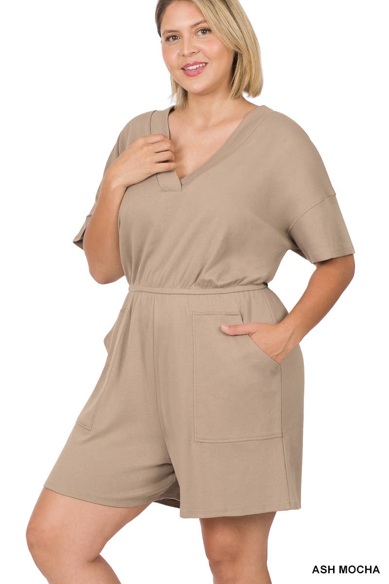 ***SALE*** Black V Neck Romper With Pockets