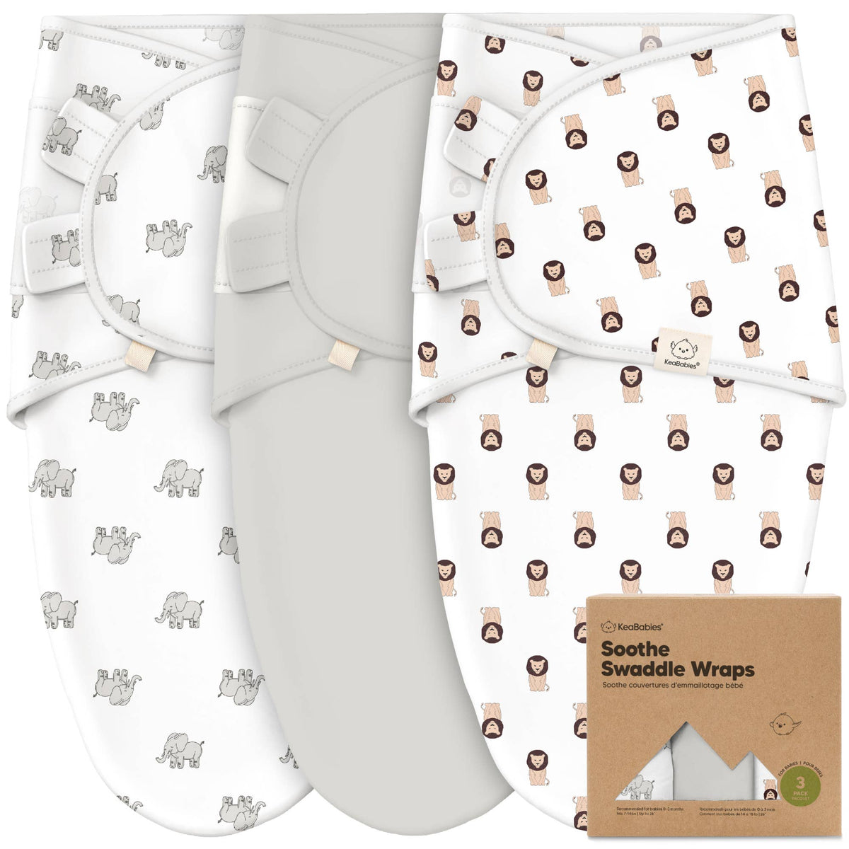 The Wild2 - 3pk Soothe Baby Swaddles 0-3 Months