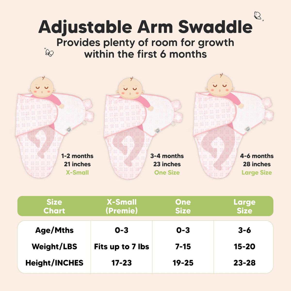 Blossom-3pk Soothe Baby Swaddles 0-3 Months