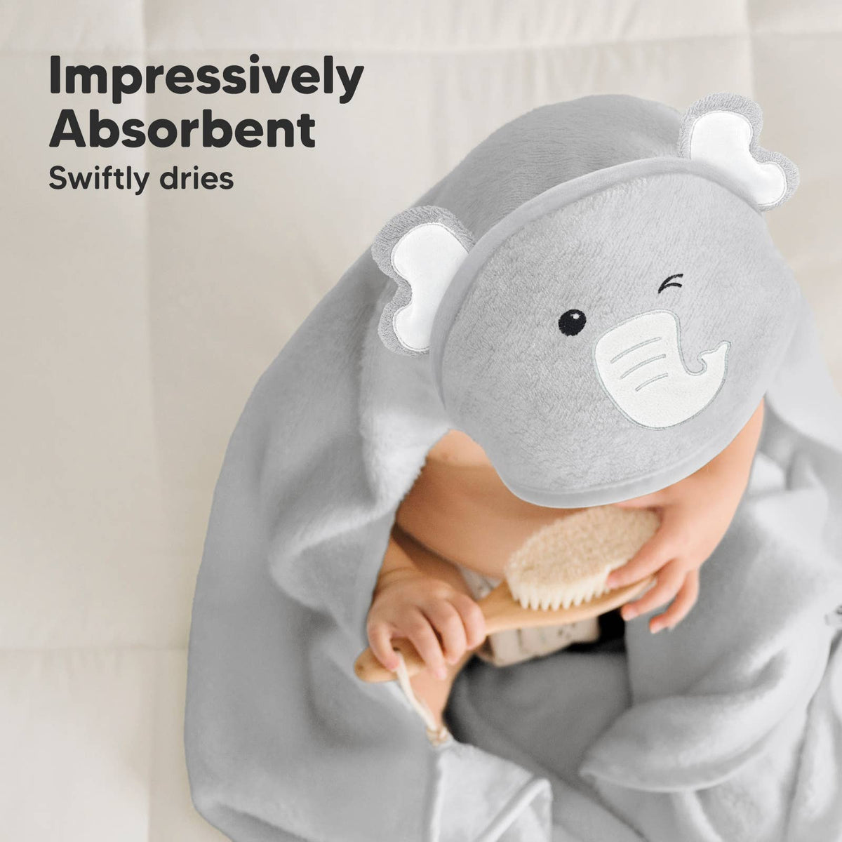 Elephant KB Cuddle Baby Hooded Towel