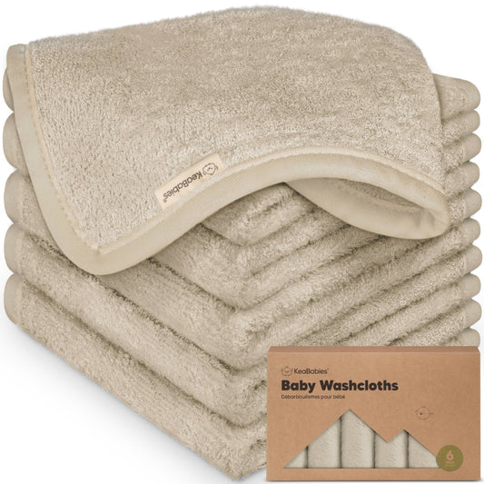 Earth Brown- 6-Pack Baby Wash Cloths