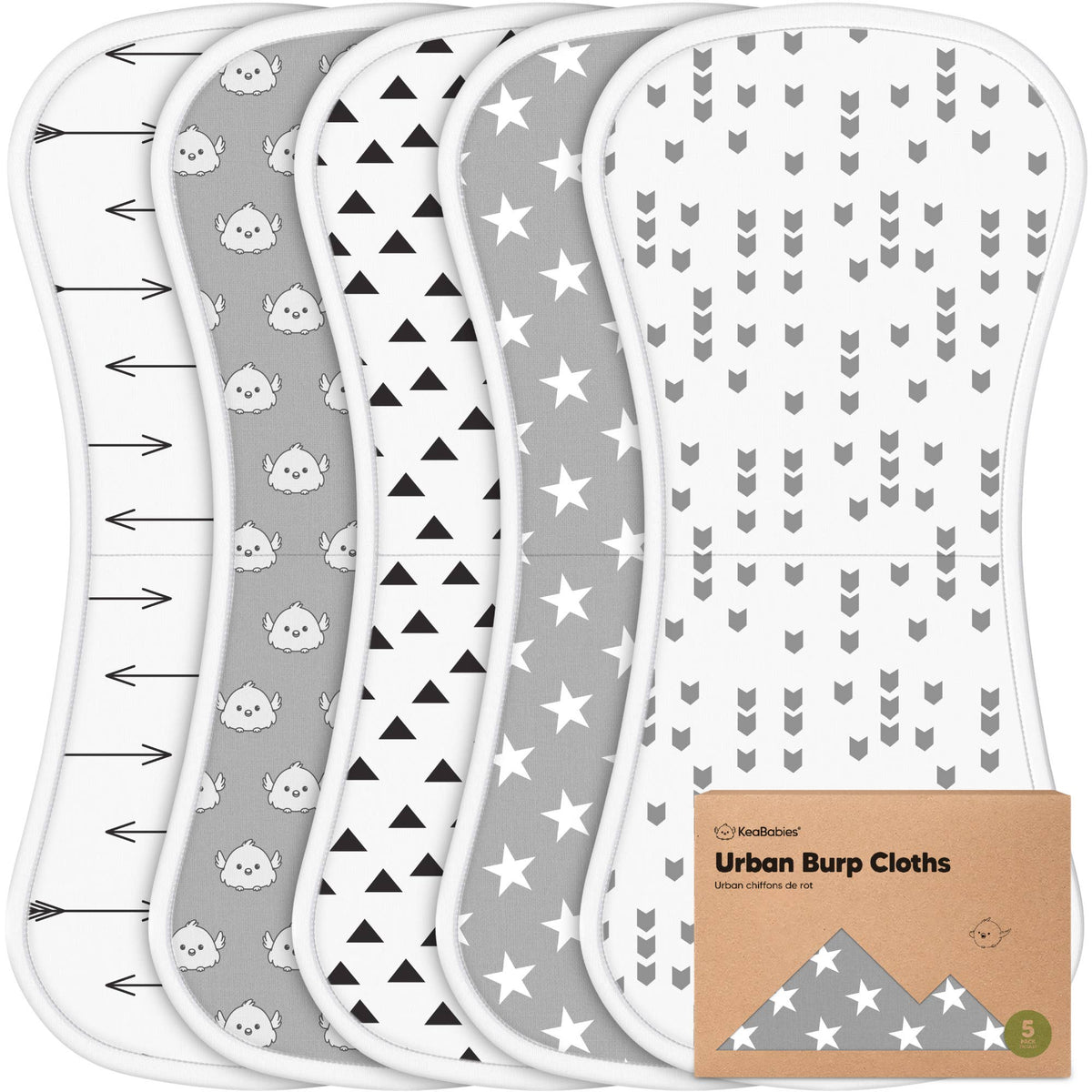 Grayscape 5-Pack Urban Burp Cloths