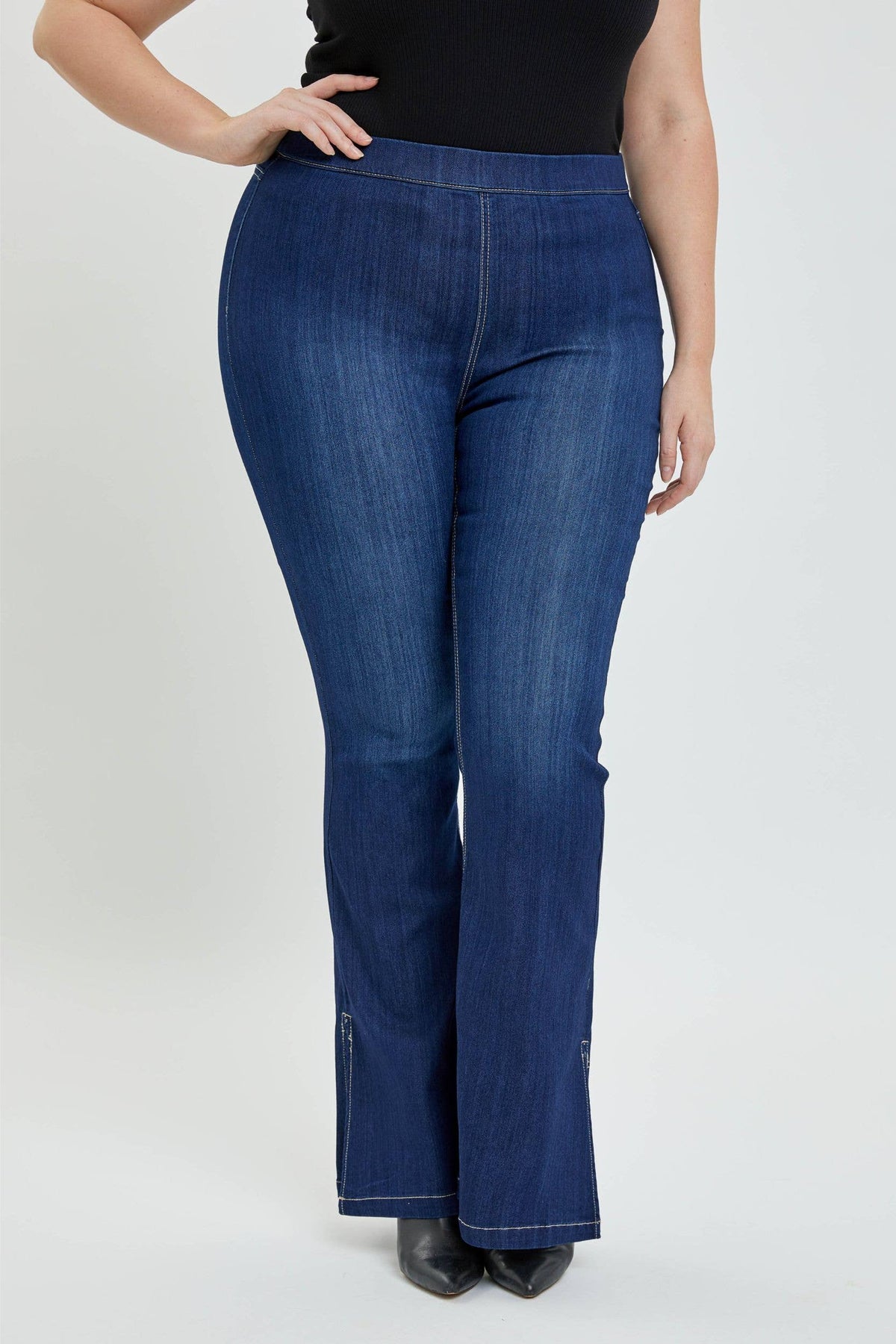 Plus Mid Rise Pull On Flare w/Side SlitAB38664DKP
