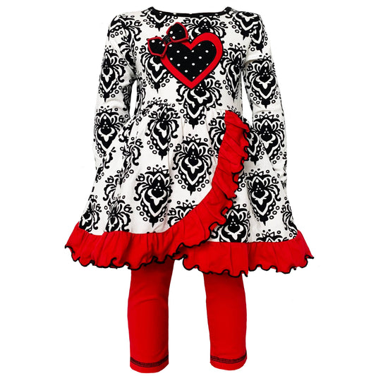 ***SALE*** Damask Heart Red Leggings 2pc Set