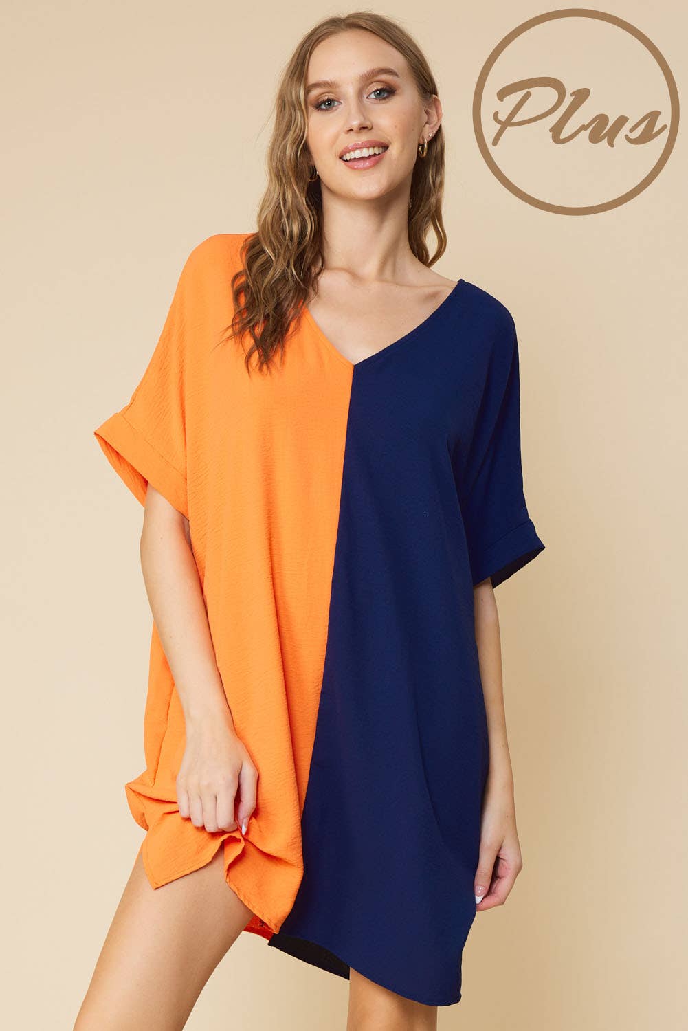 Orange/Navy Color Block Air Flow Shift Dress