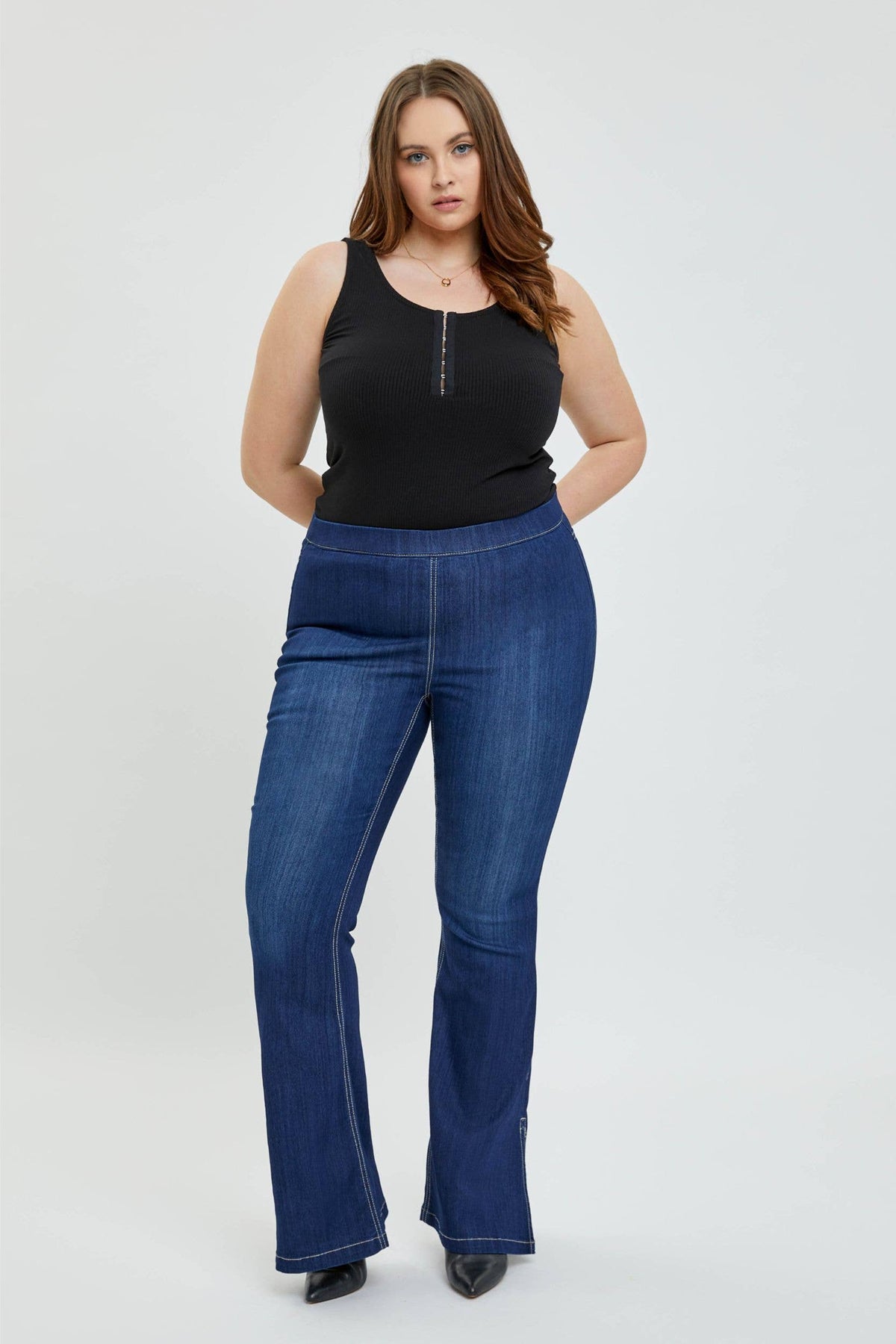 Plus Mid Rise Pull On Flare w/Side SlitAB38664DKP