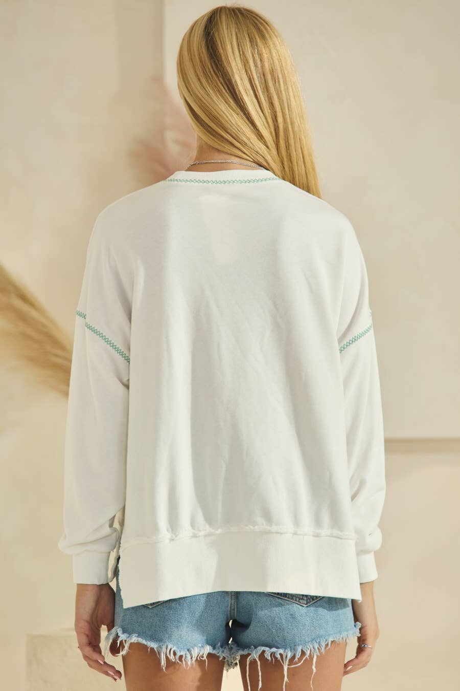 LOVE Contrast Patch French Terry Sweatshirt