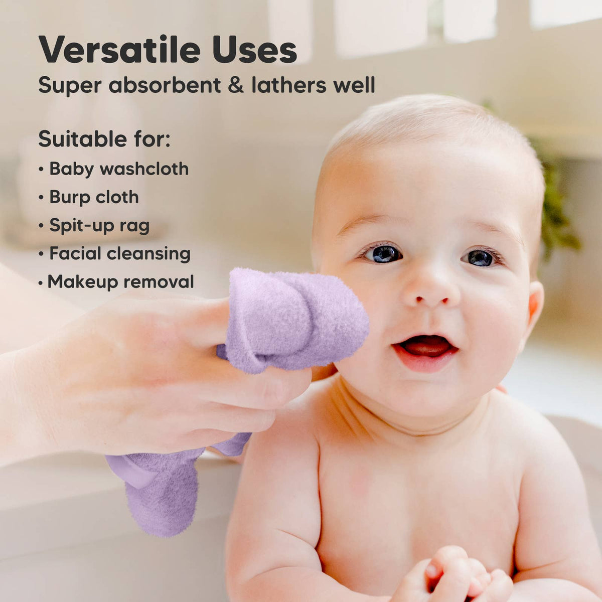 Soft Lilac - 6-Pack Baby Wash Cloths
