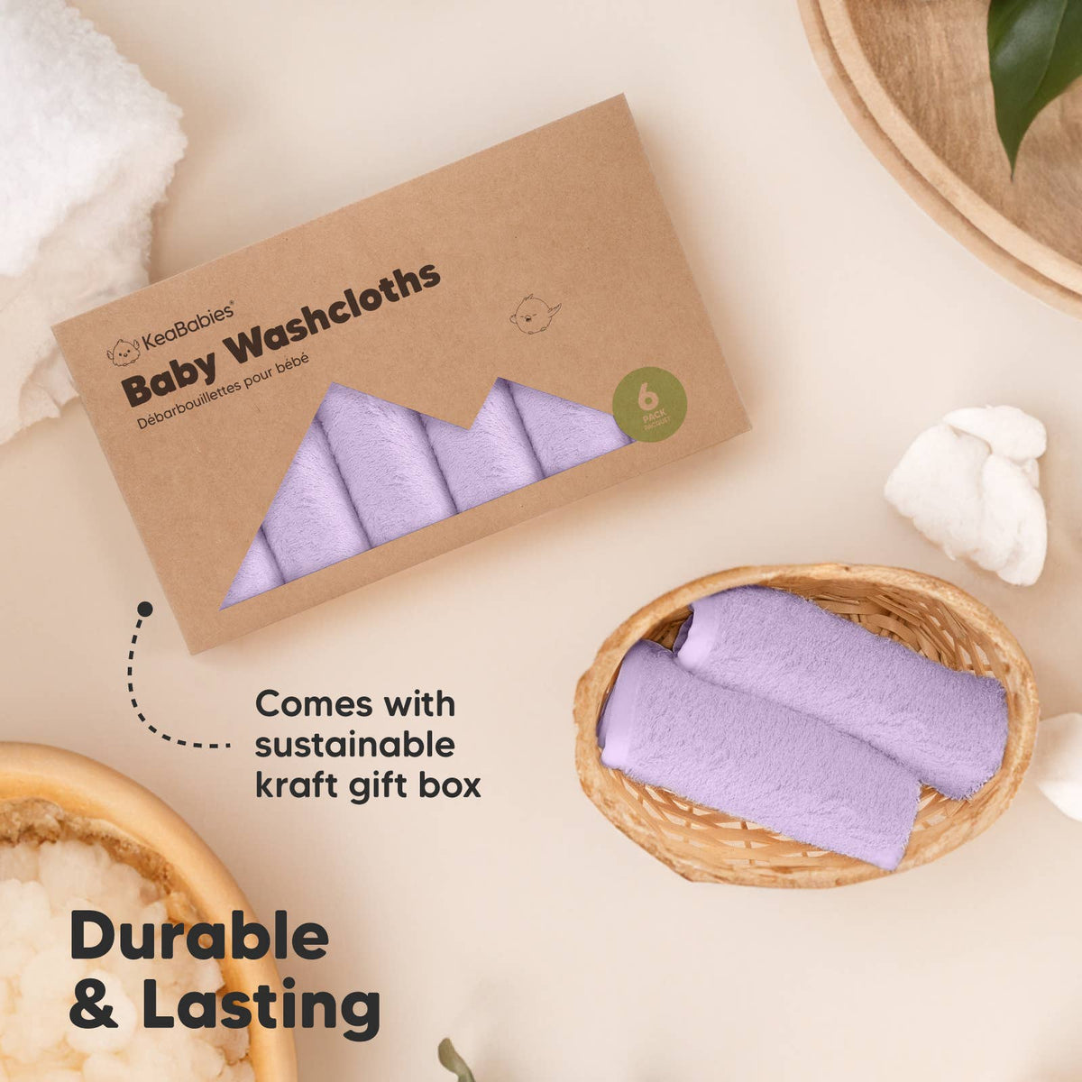 Soft Lilac - 6-Pack Baby Wash Cloths