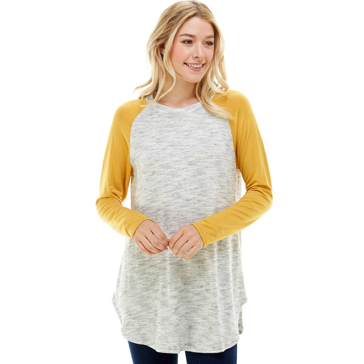 Contrast Crew Neck Long Sleeve Raglan