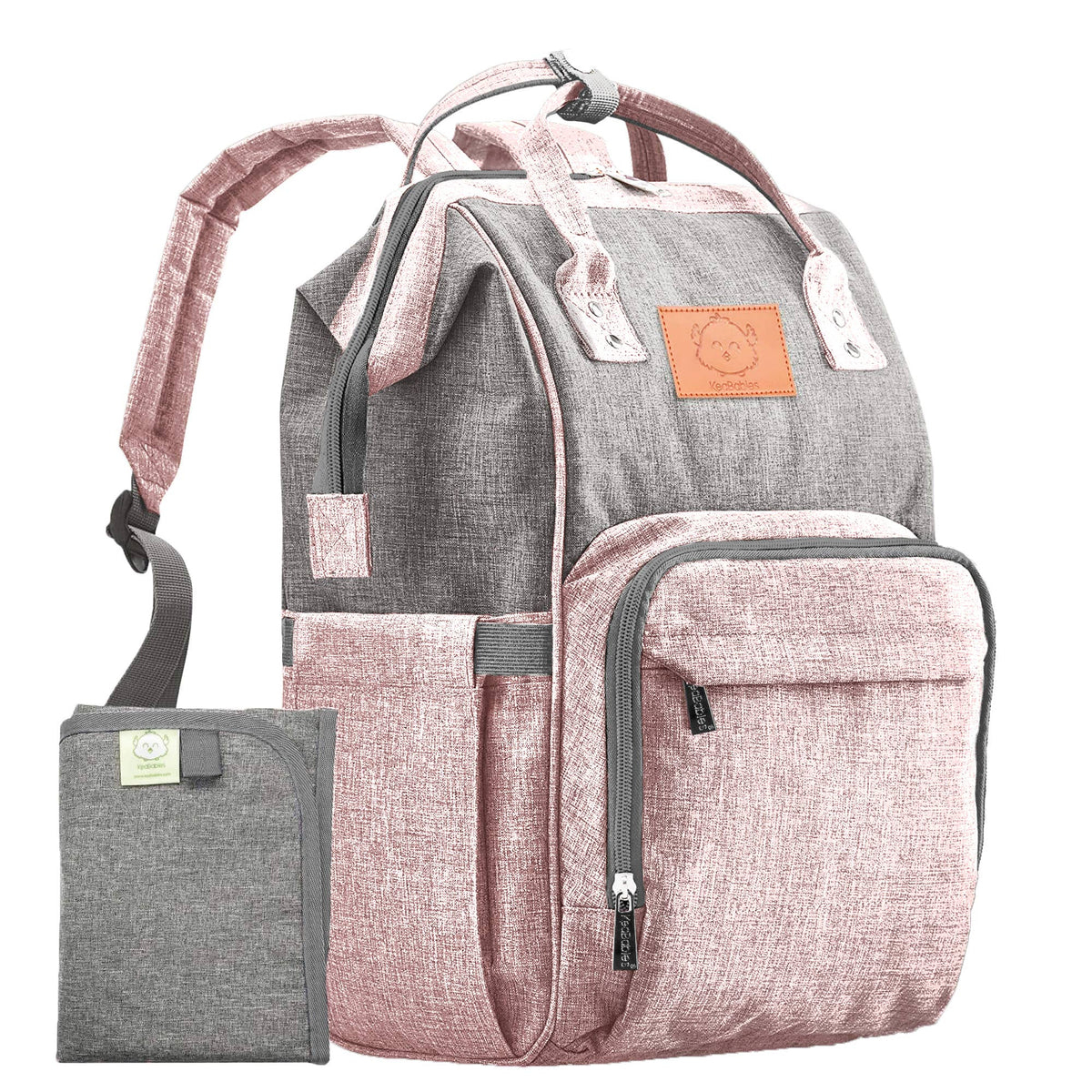 Pink & Grey Diaper Bag Backpack