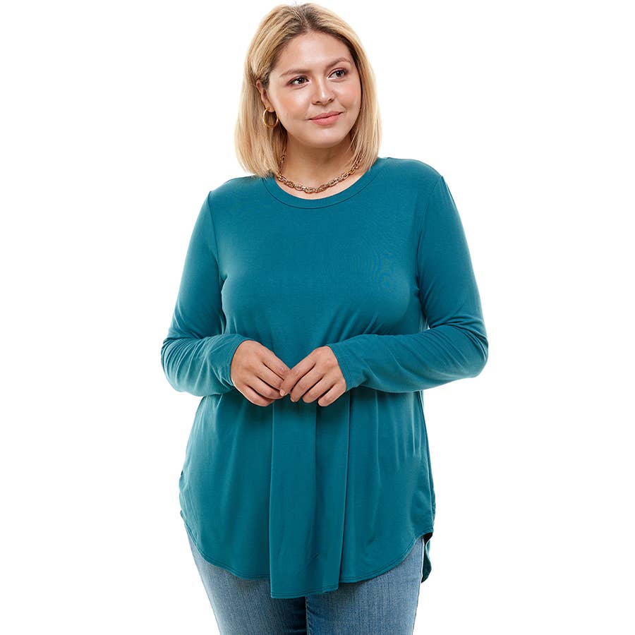 Plus Size Crew Neck Long Sleeve Top