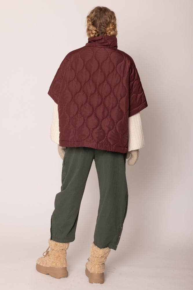 Quarter Zip Quilted Puffer Poncho