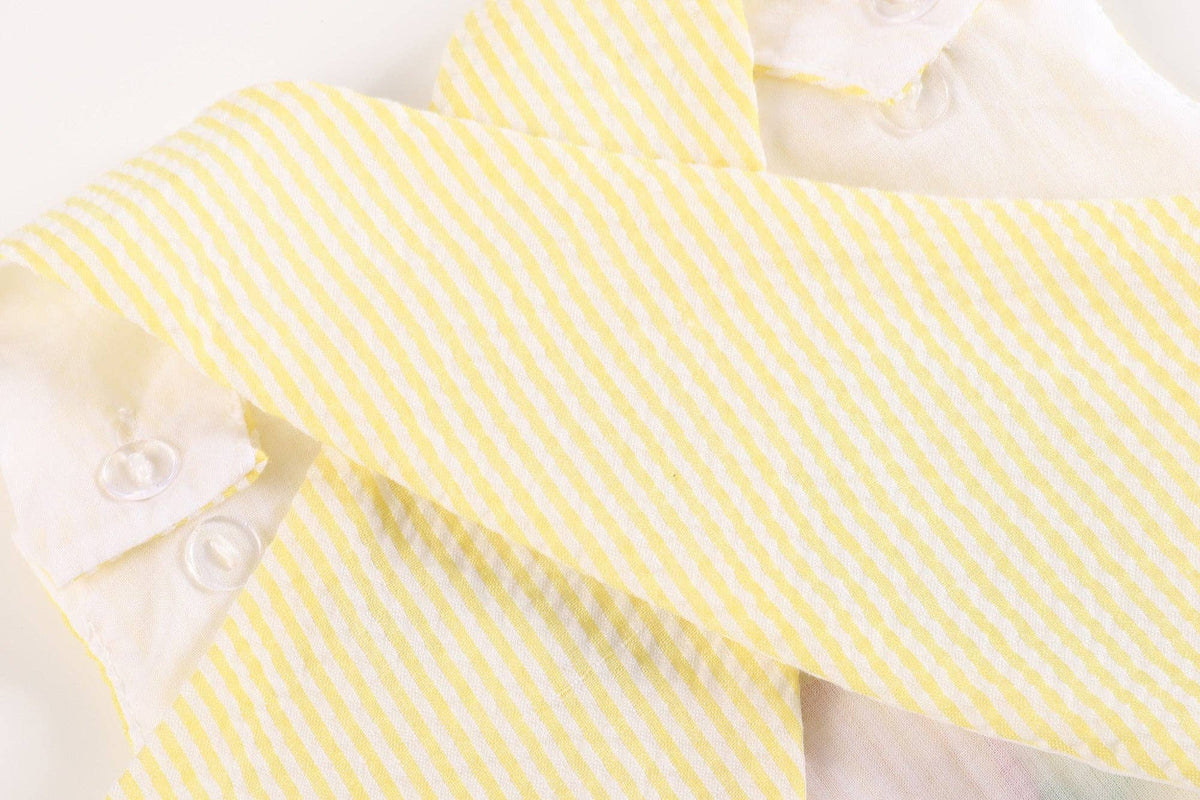 Yellow Seersucker Turtle 2pc Baby Bloomer Set
