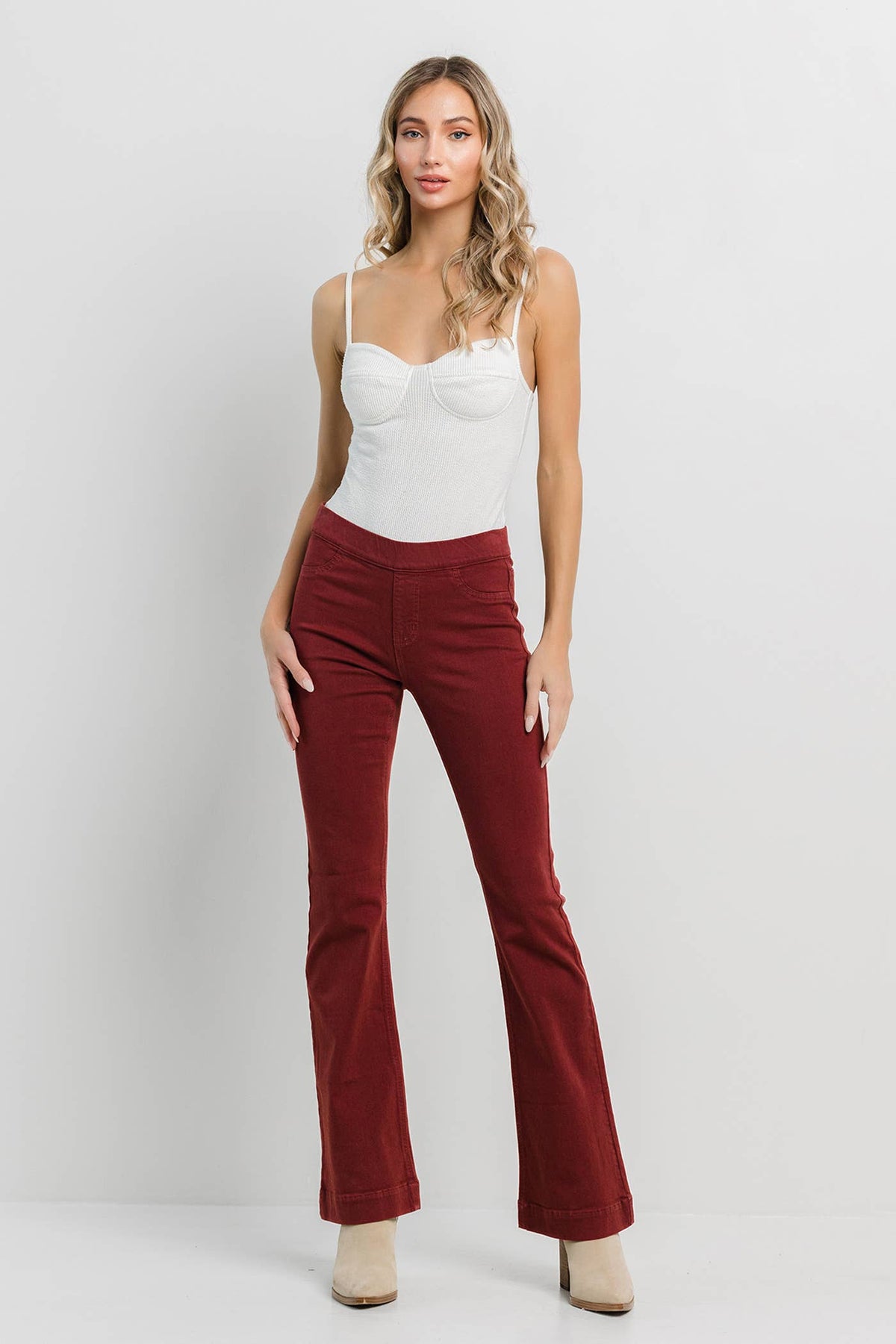 Burgundy Pull On Flare