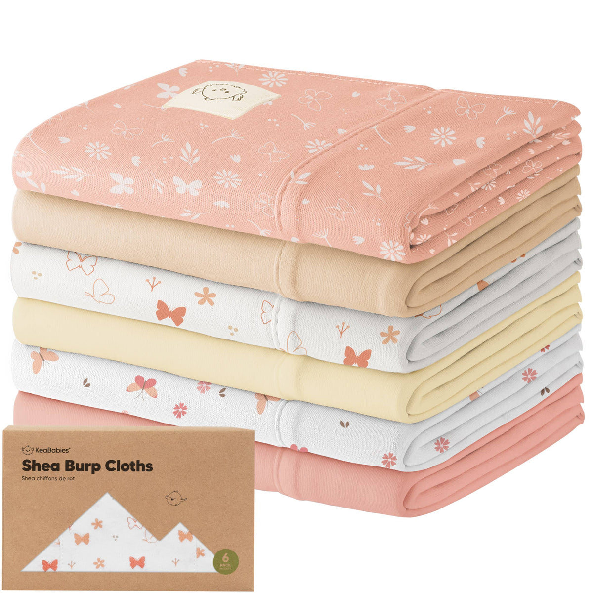 KeaBabies 6-Pack Shea Burp Cloths