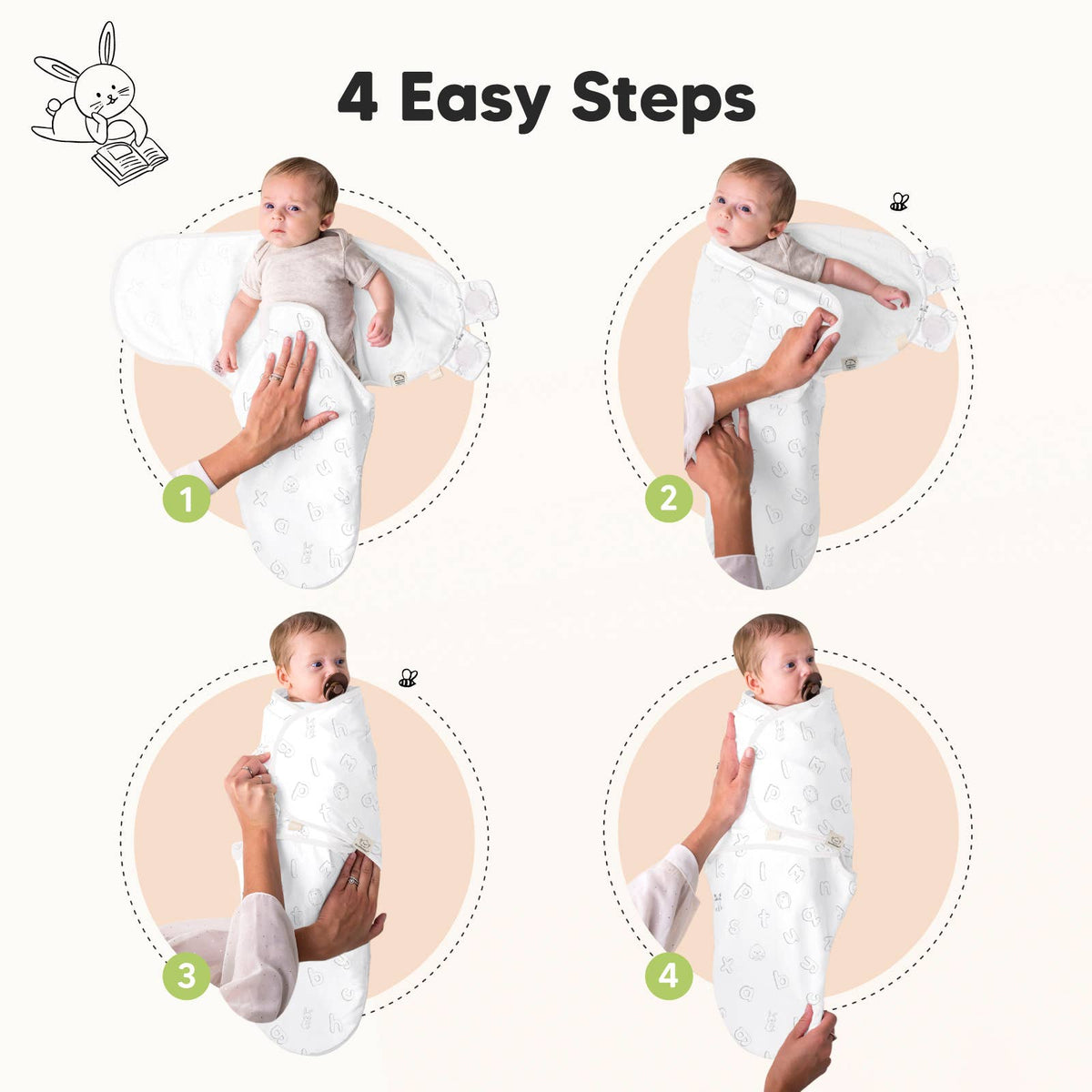 Rose ABC Land - 3pk Soothe Baby Swaddles 0-3 Months