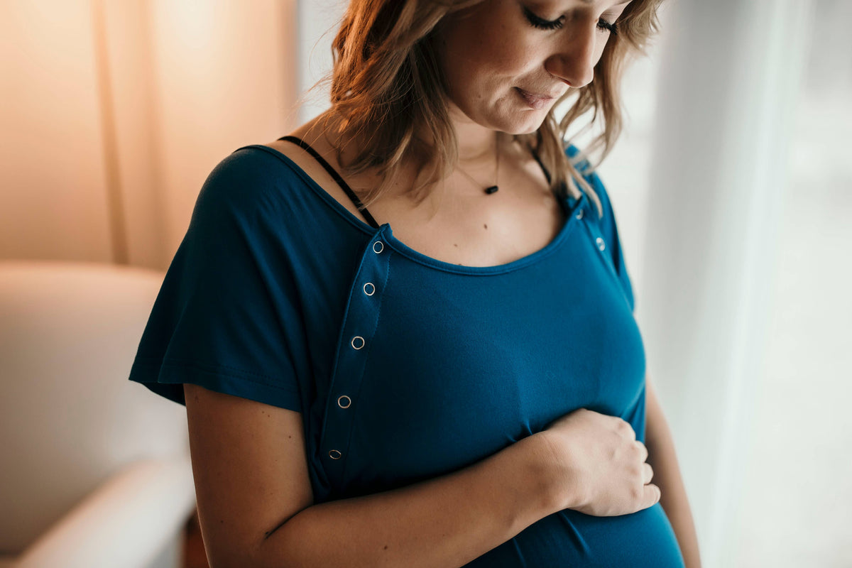 Blue Maternity Mommy Labor & Delivery, Nursing Gown