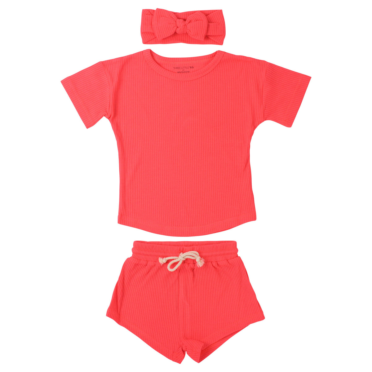Hot Neon Pink Waffle 2pc Set