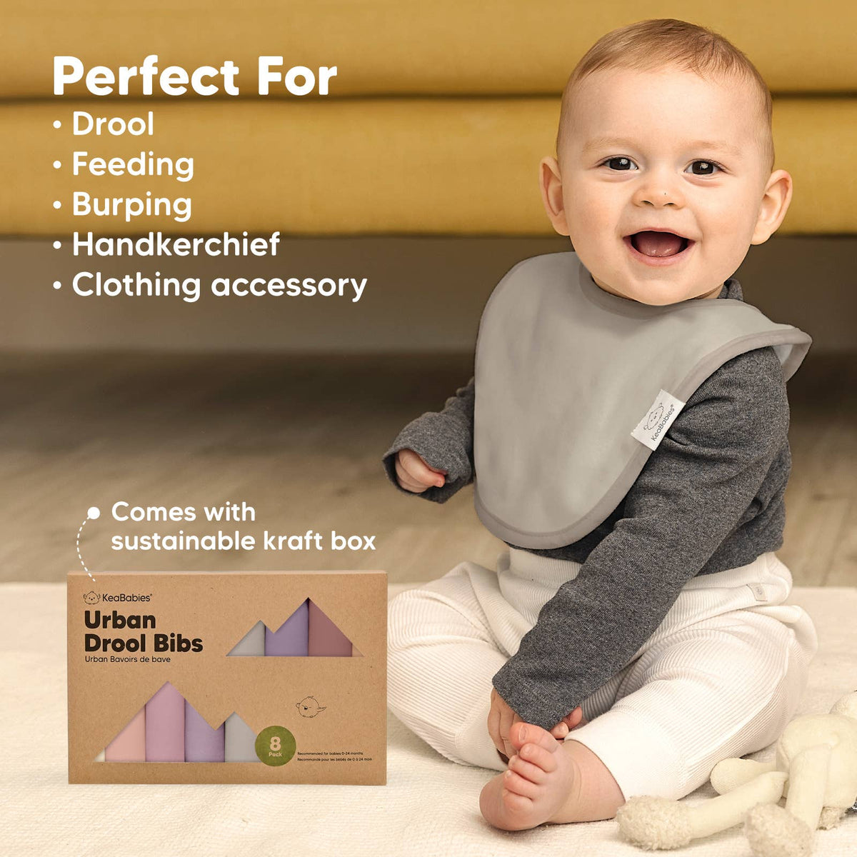 Mauve 8-pack Urban Drool Bibs