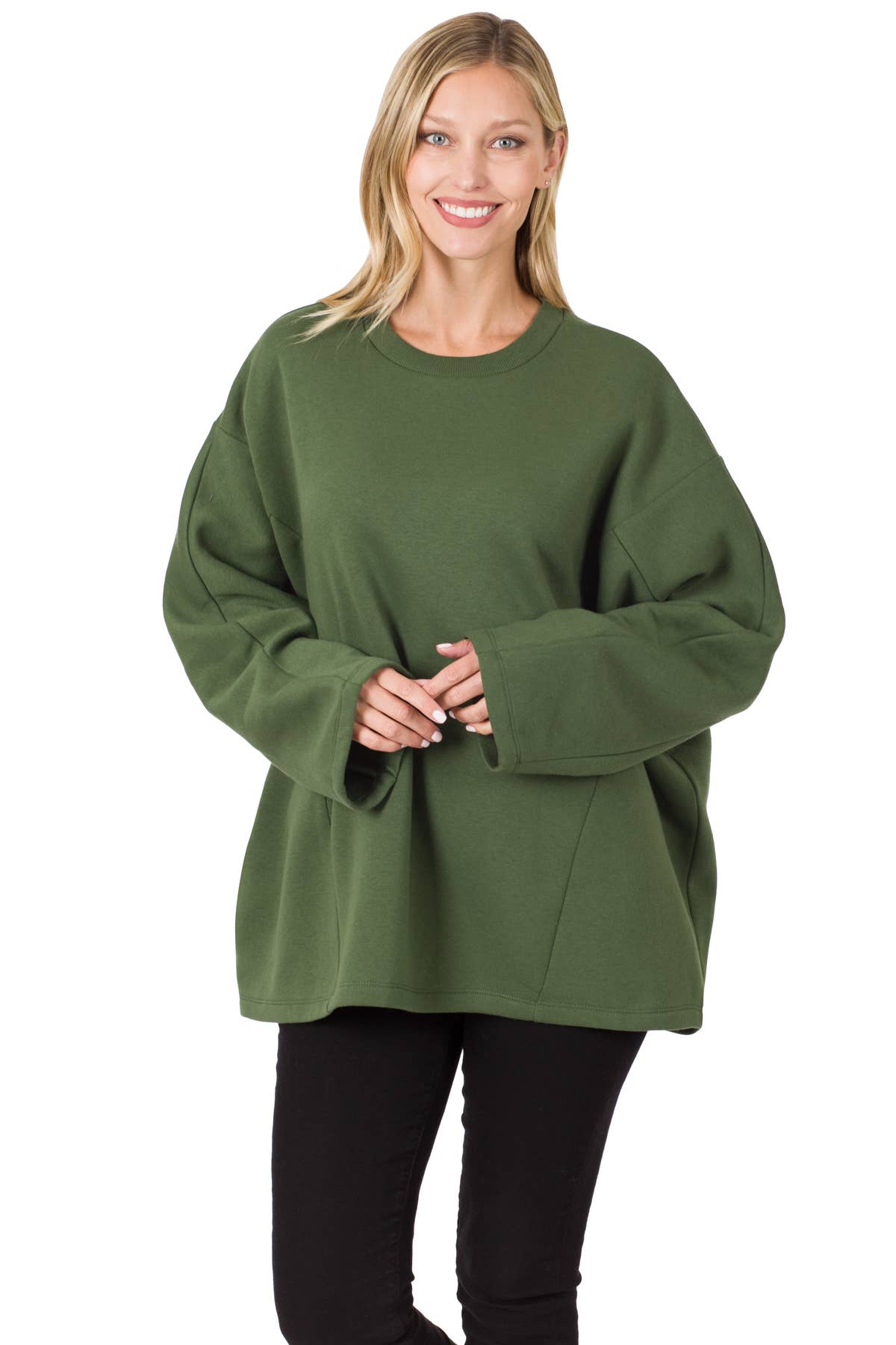 Multi Seamline Oversized Dropped Shoulder Sweatshirt