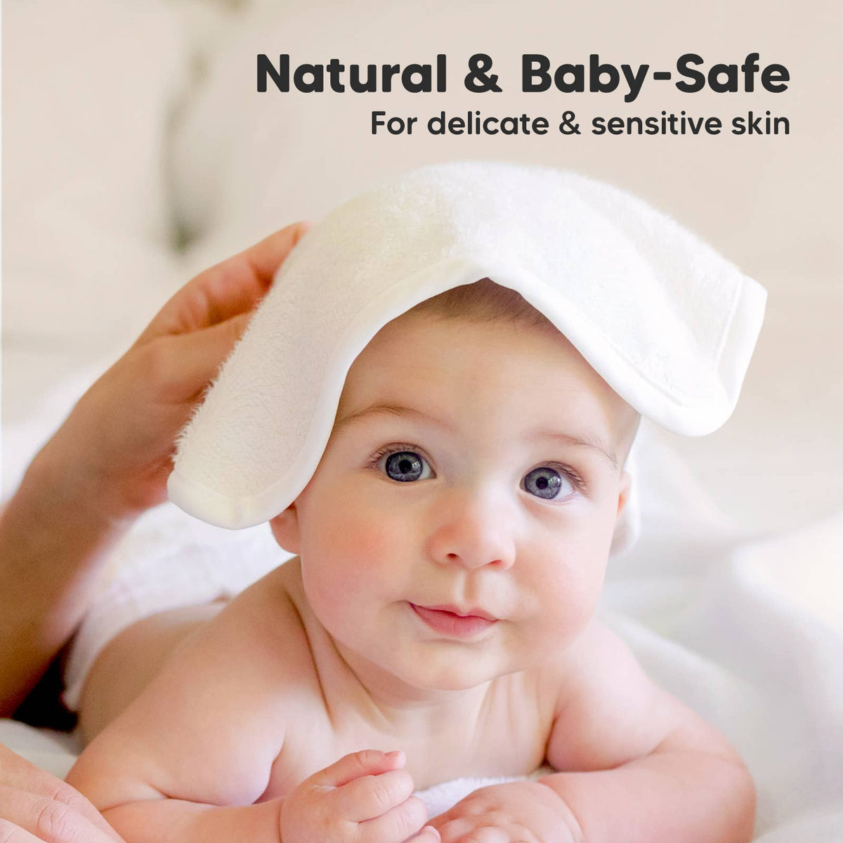 White/Stone - 6-Pack Baby Wash Cloths