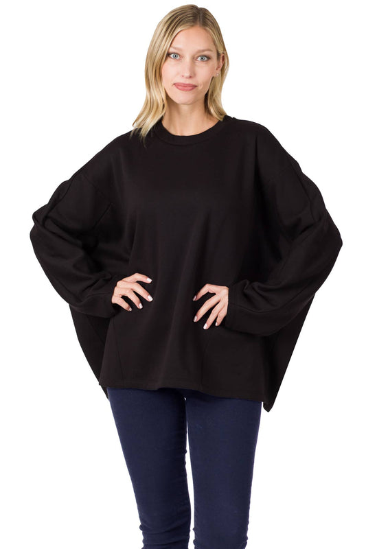 Multi Seamline Oversized Dropped Shoulder Sweatshirt
